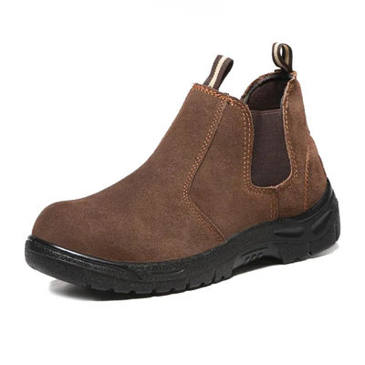 comprar Calçados de segurança elétrica de pé de aço Unisex Brown Calçados de trabalho de couro resistentes ao deslizamento online manufacture