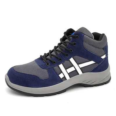 comprar Botas de trabalho de couro de aço para pés de camarão Botas de construção industrial azuis online manufacture