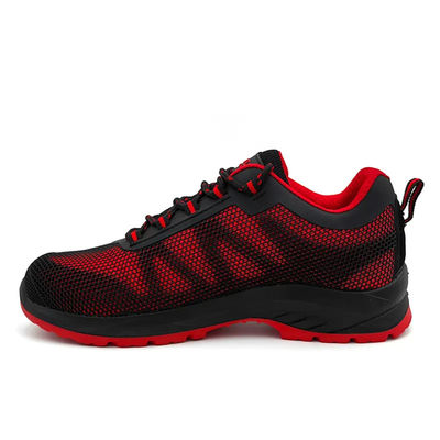 comprar KPU Botas de trabalho de malha respirável S3 resistente ao deslizamento Sapatos de aço para pés preto vermelho online manufacture