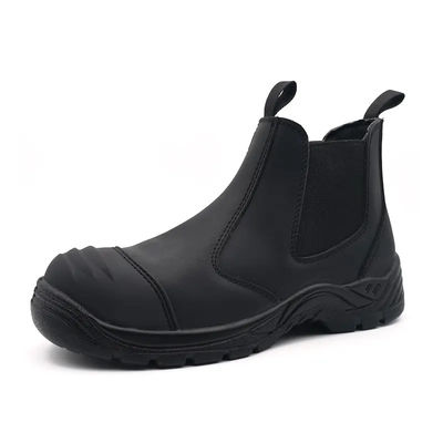 comprar Botas de trabalho negras do Chelsea Homens de aço para pés Engenheiros Botas de cabalo louco de couro online manufacture