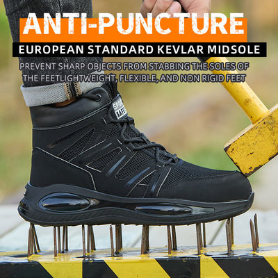 comprar Botas de segurança de trabalho de tricô de uso doméstico Botas de segurança de tricô de segurança de Kevlar Sapatos de trabalho com sola com almofada de ar online manufacture