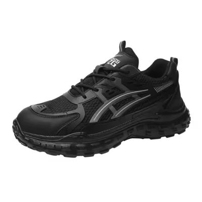 comprar Sapatos de trabalho anti-quebra de pé de aço com sola média de Kevlar e PU respirável de tricô voador superior online manufacture