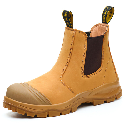 comprar Botas de segurança em couro de trigo OEM com biqueira de aço e sola de PU, sapatos de segurança em Kevlar, sapatos de trabalho, botas de trabalho de segurança online manufacture