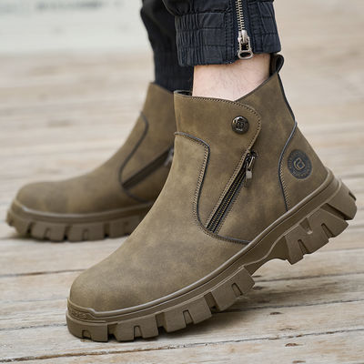 comprar Wheat Men's Welding Safety Shoes With Steel Toe Safety Boots Microfiber Leather Work Boots With Rubber Sole Anti-stab Kevlar Work Shoes online manufacture