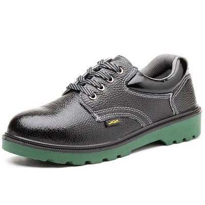 Calçados de segurança industrial de pé de metal PU Calçados de trabalho de couro preto para homens