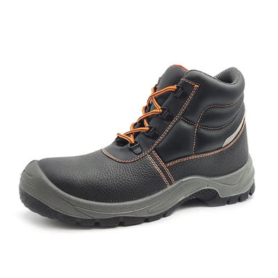 Botas de segurança industrial anti-impacto S1P / S3 Botas de trabalho de couro preto