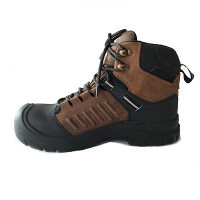 Sapatos de segurança industriais de poliéster em polipropileno, de couro marrom, botas de pé de aço para o outono