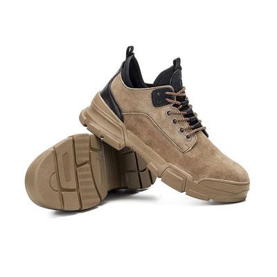 Unisexo Cã Louco Botas de Couro Amarelo Pedaço de Aço Calçado de Segurança Unisexo