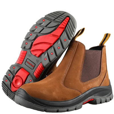 Sapatos de couro / borracha PU sem renda Botas de trabalho Chelsea à prova d' água