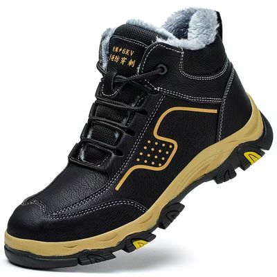 Botas de trabalho de segurança de inverno com revestimento de lã espessado
