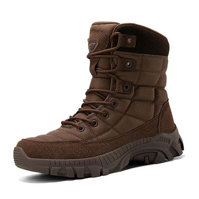 Sapatos de segurança táticos castanhos Homens confortáveis Botas de combate no deserto