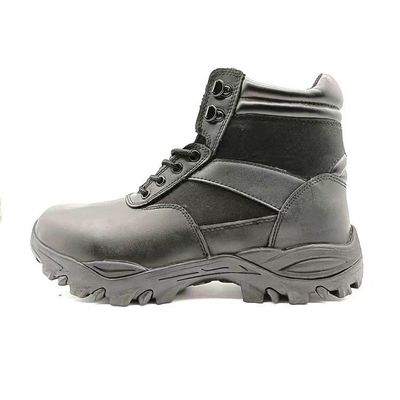 Botas de Combate de Dedo Redondo Negro Meio Calf com Proteção de Dedo de Aço e Sola de Aço