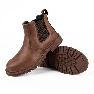 Sapatos impermeáveis madeira chelsea moda de borracha de couro homens de aço dedo