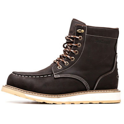 Varejo Nubuck Couro Goodyear Welt Engenheiro Dedo de aço de borracha