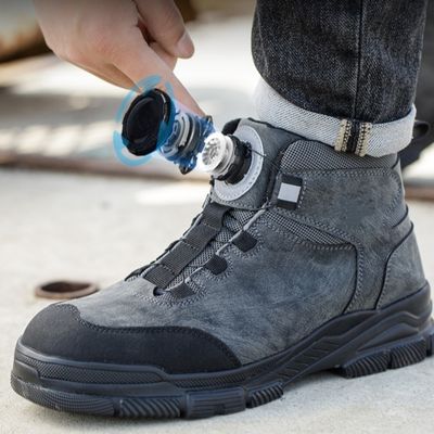 Botas de segurança de sola média de Kevlar para trabalho de segurança em microfibra preta