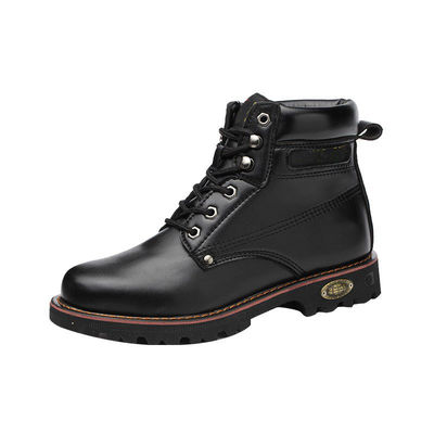 Botas de segurança de couro de fibra microfibra preta Botas de trabalho de carne de bovino Soluça de calçado para homens