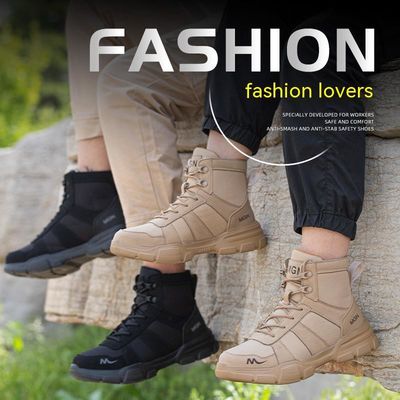 Botas de trabalho de segurança Microfibra Botas de segurança masculinas de aço dedo do pé Kevlar sola média Anti-quebra Botas de trabalho de borracha