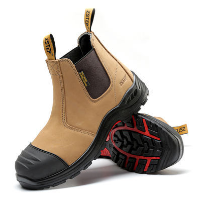 Couro de vaca castanho Couro de vaca PU+TPU Sola Feminina Botas de segurança de aço Dedo do pé Anti-quebrando Chapa de aço Anti-prova