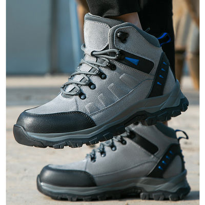 Sapatos de segurança de soldagem de corte médio com logotipo personalizado e botas de trabalho de camarão de cor cinzenta