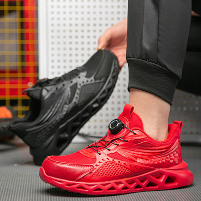 Sapatos de trabalho TPU+microfibra+malha voadora Sola EVA Sapatos de segurança industrial Palmilha de Kevlar Anti-perfuração Biqueira de aço Anti-esmagamento