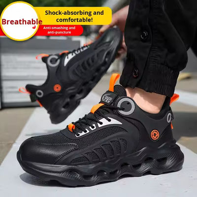 Sapatos de Segurança Industriais TPU+Malha Voadora Sapatos de Trabalho Sola EVA Palmilha Kevlar Anti-perfuração Biqueira de Aço Anti-esmagamento Sapatos de Segurança