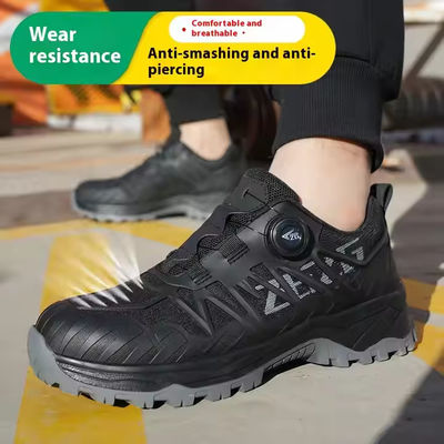 Sapatos de Segurança Industriais KPU+Malha Voadora Sapatos de Trabalho Sola de Borracha Palmilha de Kevlar Anti-perfuração Biqueira de Aço Botões Rotativos BOA Sapatos de Segurança