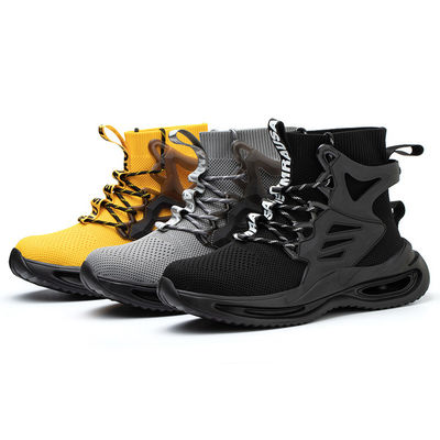 OEM Botas de Segurança de Trabalho de corte médio Botas de Segurança de tricô voador Botas de Segurança de Aço Padrão Europeu Toe Kevlar Midsole Botas de Trabalho EVA Sola de Segurança