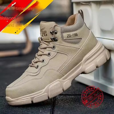 Botas de trabalho de segurança masculinas com sola de Kevlar e couro de microfibra, biqueira de aço e sola de EVA